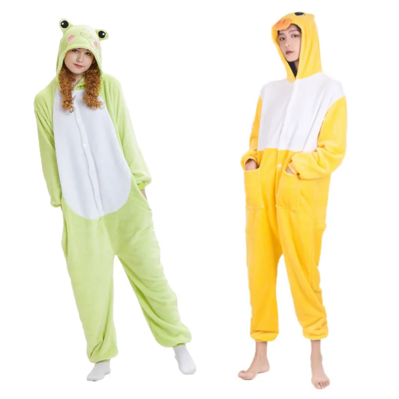 

Animal Kigurumi Jumpsuit Pajamas Adult One-piece Sleepwear Warm Flannel Clothing Female Home Suit Multiple Options Available