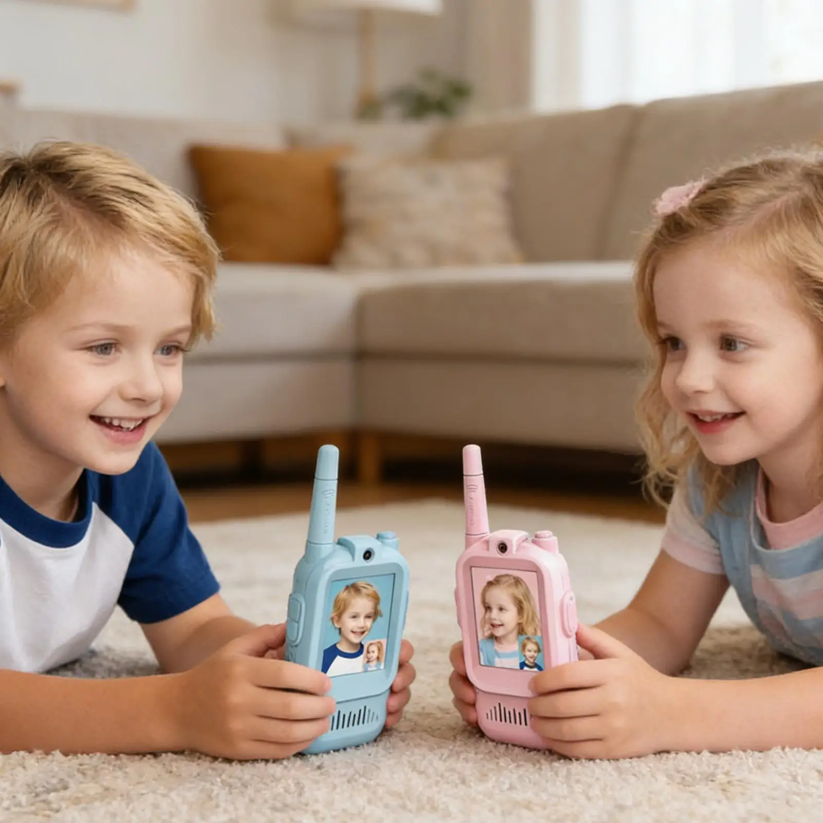 어린이용 비디오 무전기 2개 세트 장거리 충전식 화면 디스플레이 무전기 소년 소녀용 3-12세