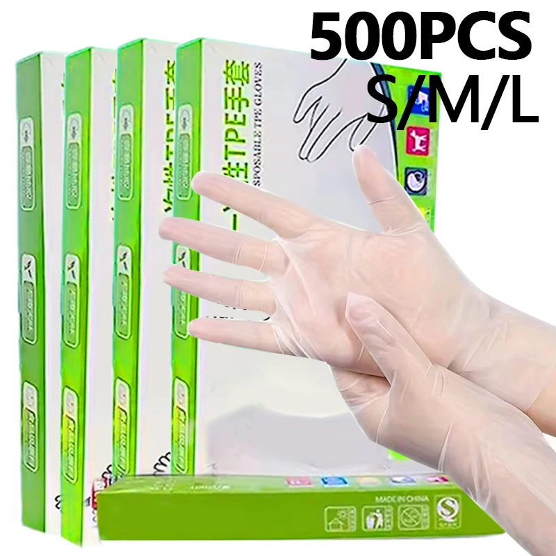Disposable TPE Gloves TPE Gloves Transparent Non-Slip Household Cleaning Kitchen Bathroom Picnic BBQ Christmas Party 500PCS disposable gloves disposable nitrile gloves vinyl disposable gloves disposable plastic gloves