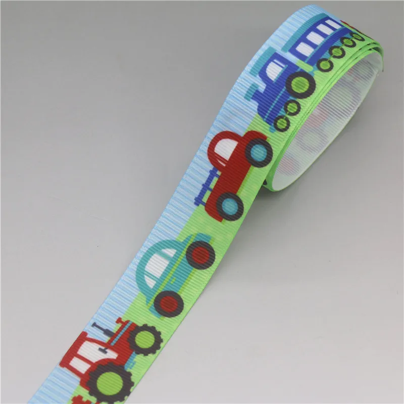 50yards Car Tractor Train Race Printed Grosgrain Ribbon Accessories Headwear Decoration Collar DIY Sewing Craft S2528 DHK