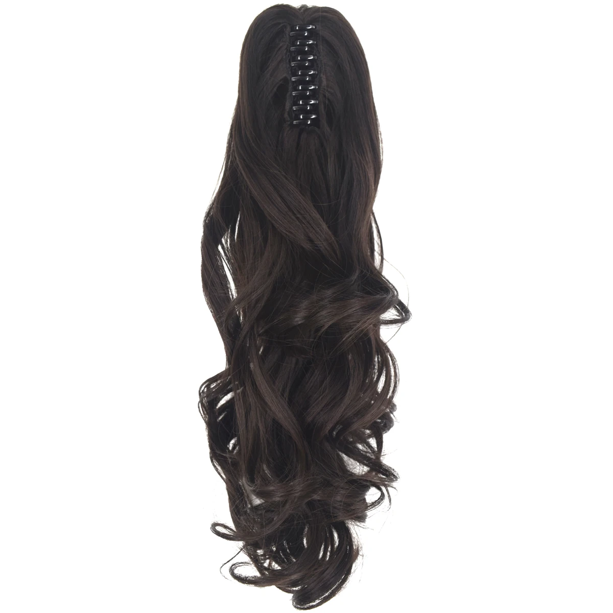 Topreety extensões de cabelo sintético, resistente ao calor, 140g, comprido, ondulado, clipe in/on, rabo de cavalo