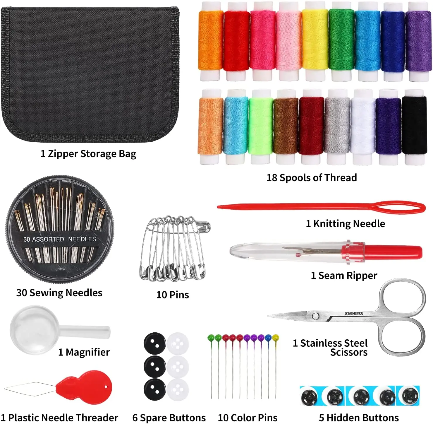 Sewing Kit Compact and Portable for Beginners and Professionals Includes Needles Thread Scissors Other Essential Access