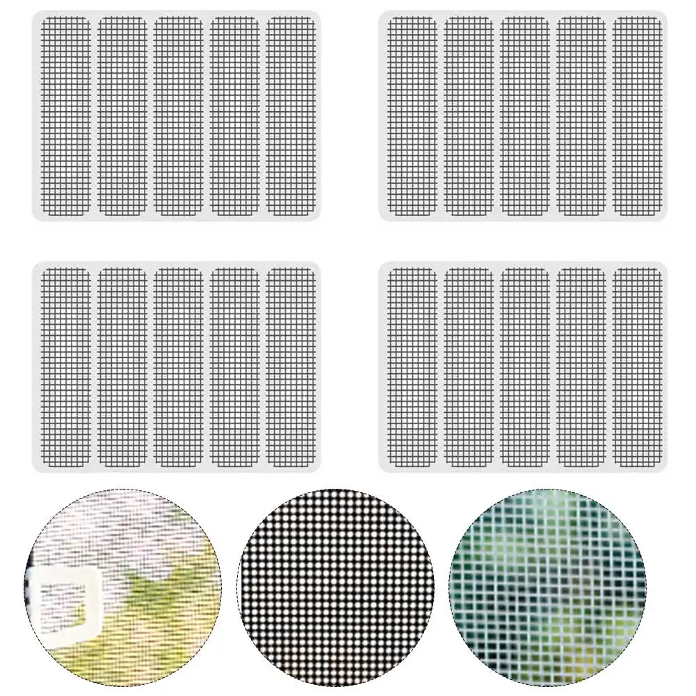 

20PCS Window Door Screen Repair Patch Adhesive Repair Kit Indoor Insect Fly Mosquit Window Screens Curtain Mosquito Net