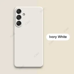 Premium Square Liquid Silicone Phone Case - Ultra-Soft Double Liner Protective Cover for Samsung F55 5G (Ivory White)