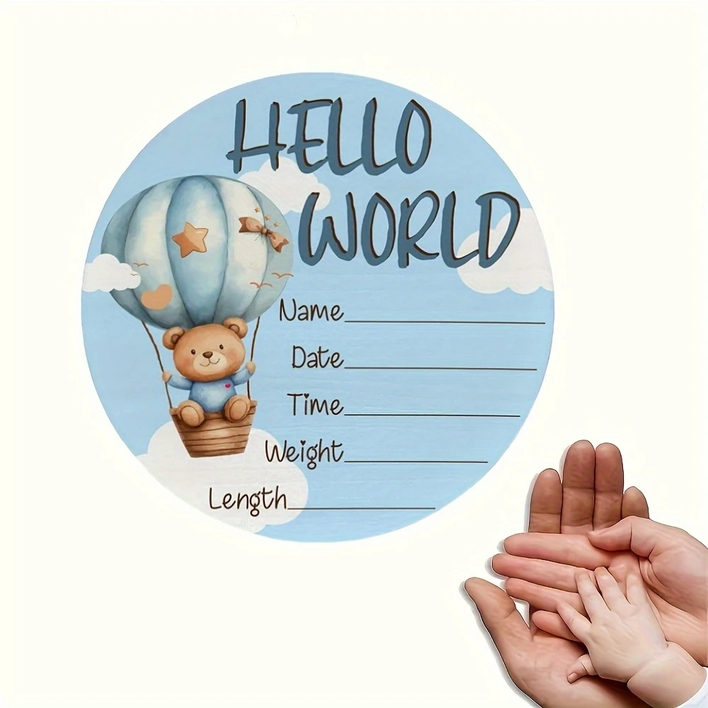 1pc 나무 출생 발표 기호 Hello World 테마, 새로운 어머니 샤워 보육 1..