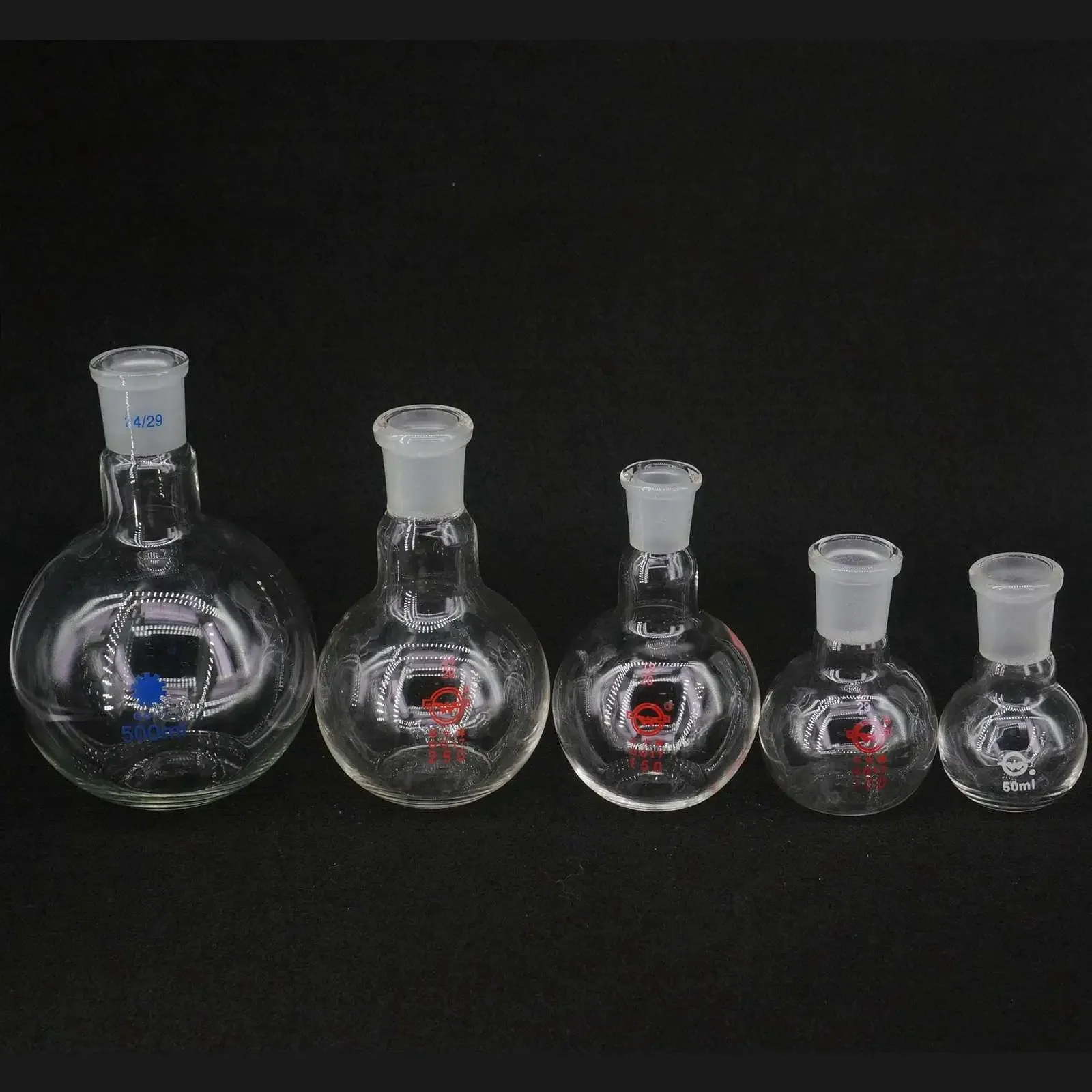 25ml 50ml Borosilicate Glass #14 #19 #24 Joint One Mouth Short Neck Flat Bottom Flask Boiling For Lab