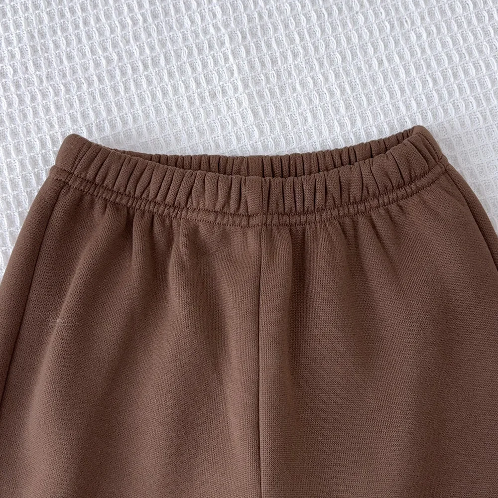 Khaki Autumn Sport & Leisure Girls' Lace Long Sleeve Hoodie + Pants Set