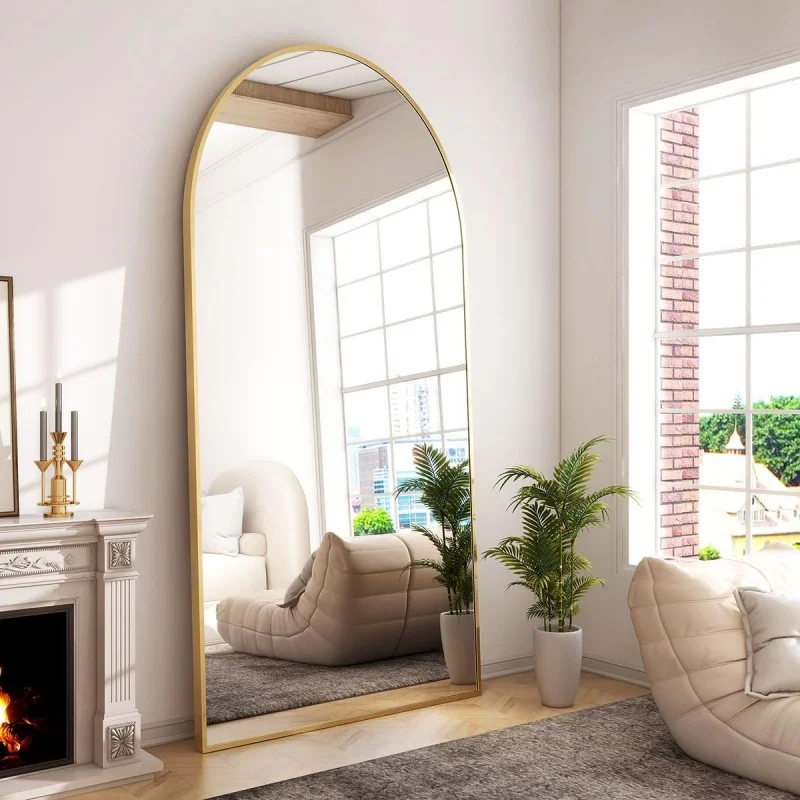 

GLSLAND-34x76 inch Wall Mount Arched Full Length Mirror-Aluminum Alloy Frame High Definition-Full Body Mirror for Bedroom or Liv