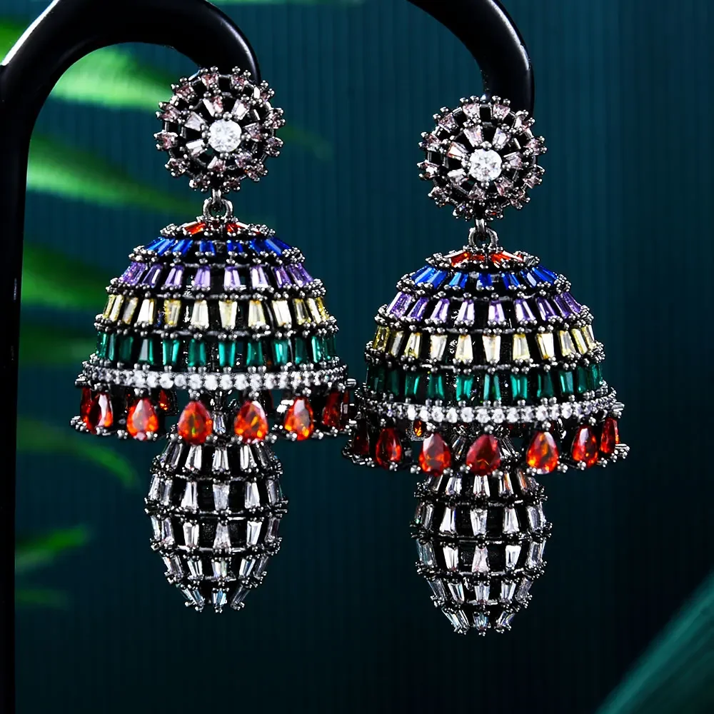 

Kellybola Gorgeous Multicolor Dangle Earrings Full Shiny Mirco Zircon Dubai Bridal Wedding Drop Earring Fashion Jewelry