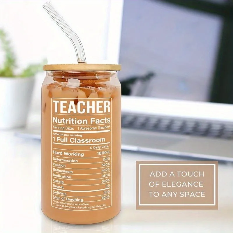 Custom 16oz Borosilicate Glass Bottle with Bamboo Lid & Straw – Personalized Reusable D... - SKU GBB12364 - UGI Packaging