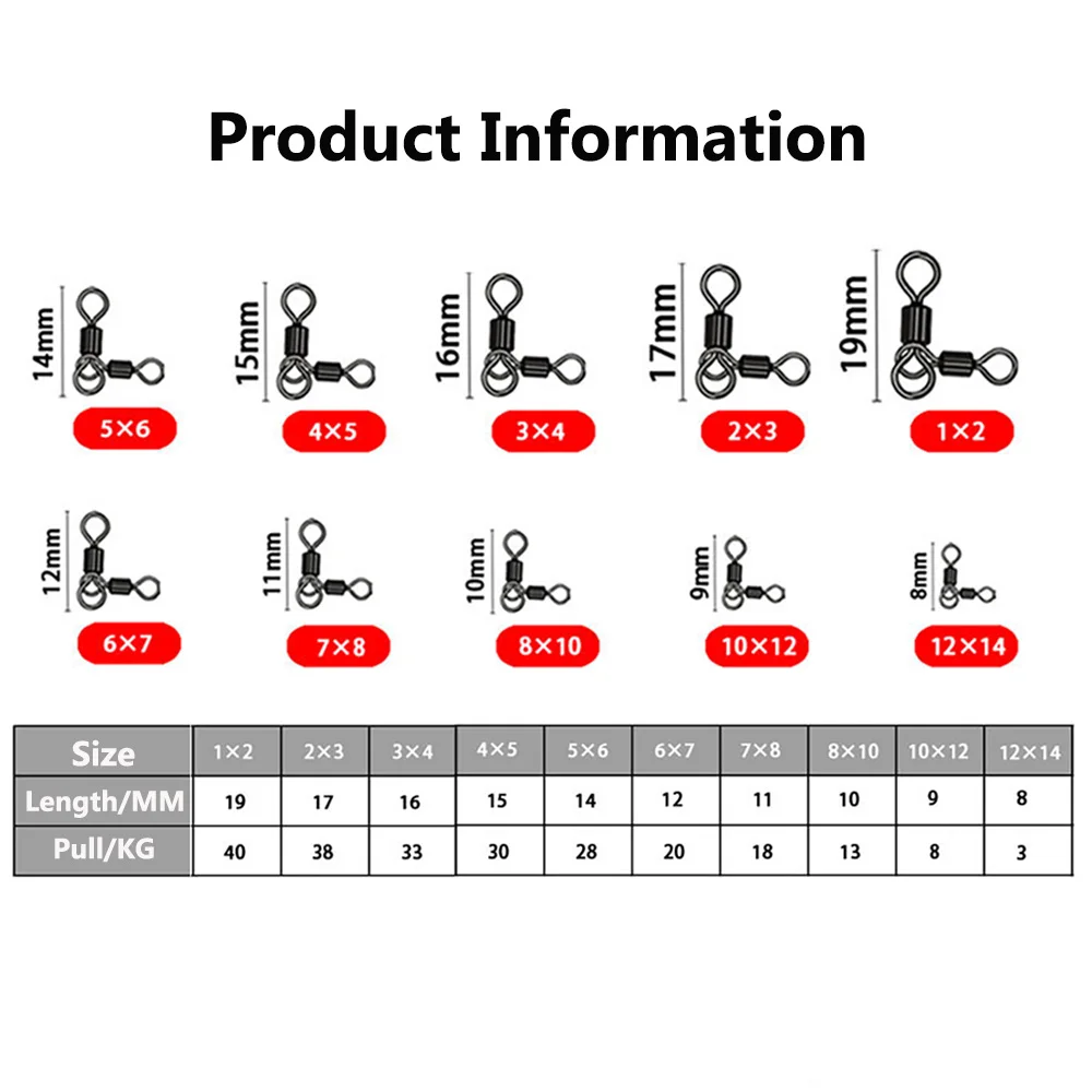 Fishing Connector 25Pcs 3 Way Swivels Soft Bait 360&deg; Fast T Turn Swivel Connecting Ring Tool Tackle Accessories