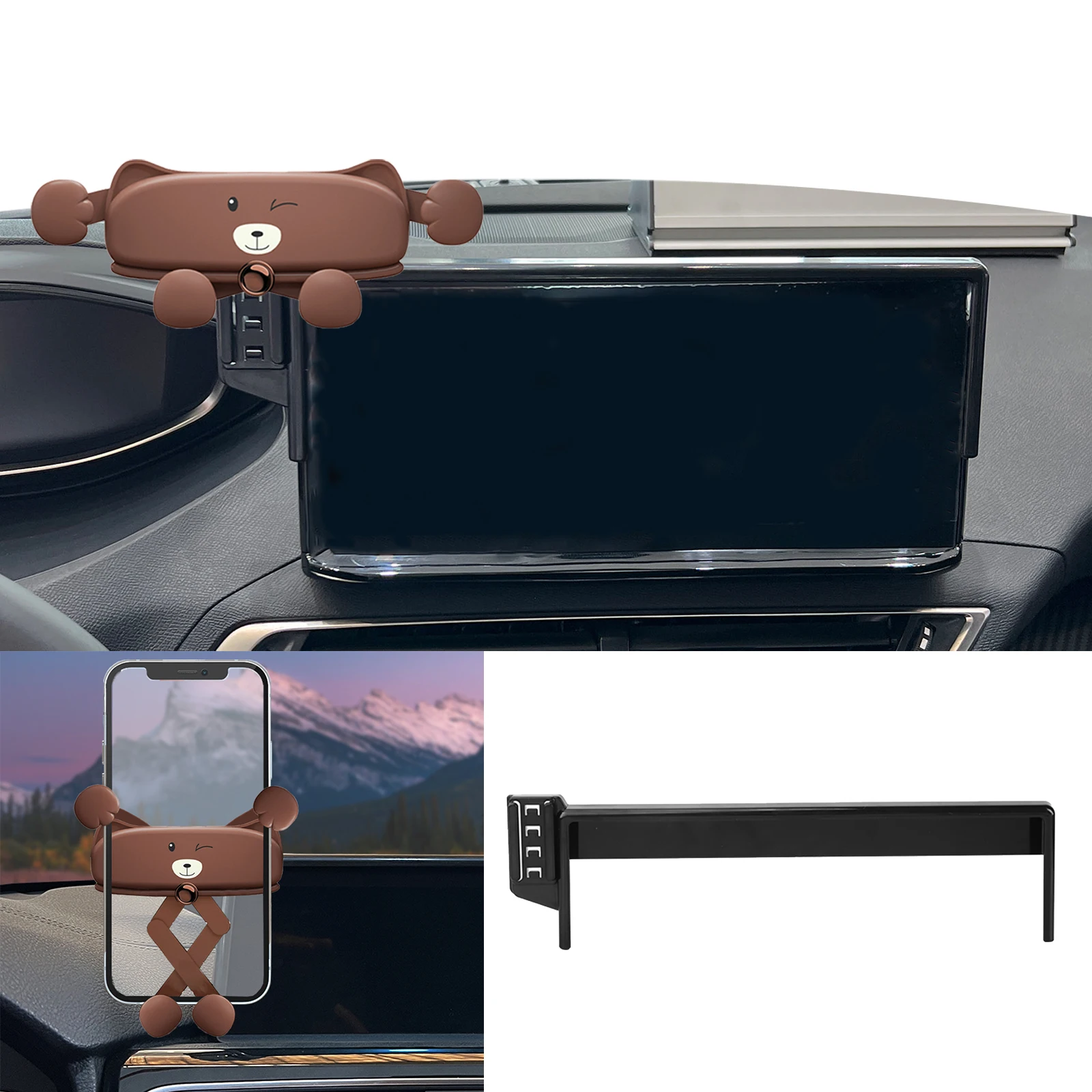 Car Phone Holder for Peugeot 3008-cute cartoon style Screen Navigation Bracket Base Wireless Accessories