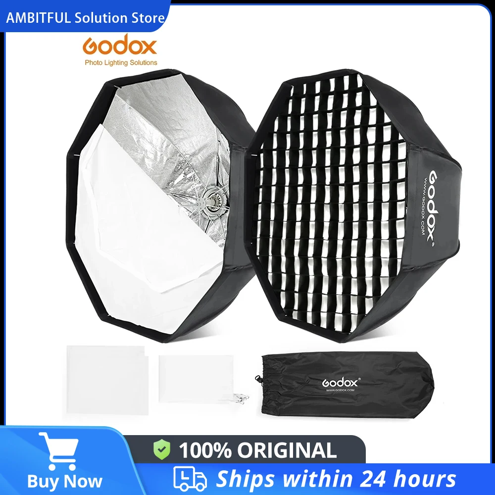 Godox SB-UE 80cm 95cm 120cm 휴대용 팔각형 우산 소프트박스 (보웬스 마운트 스튜디오 플래시 소프트박스용 허니콤 그리드 포함)