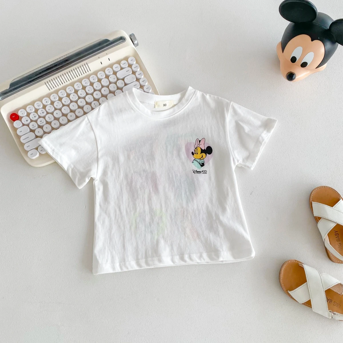 Cartoon Mickey T-shirt Summer Clothing Children's Wear Tops Tees Short Sleeve Boys T Shirts Girls Crewneck Tshirt Disney 1-6 Age 5