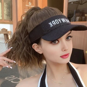 Adjustable Cap Wig Hair Extension Black Curly Ponytail Cheap Wigs On Sale Clearance Woman Hat For The Sun Sporty