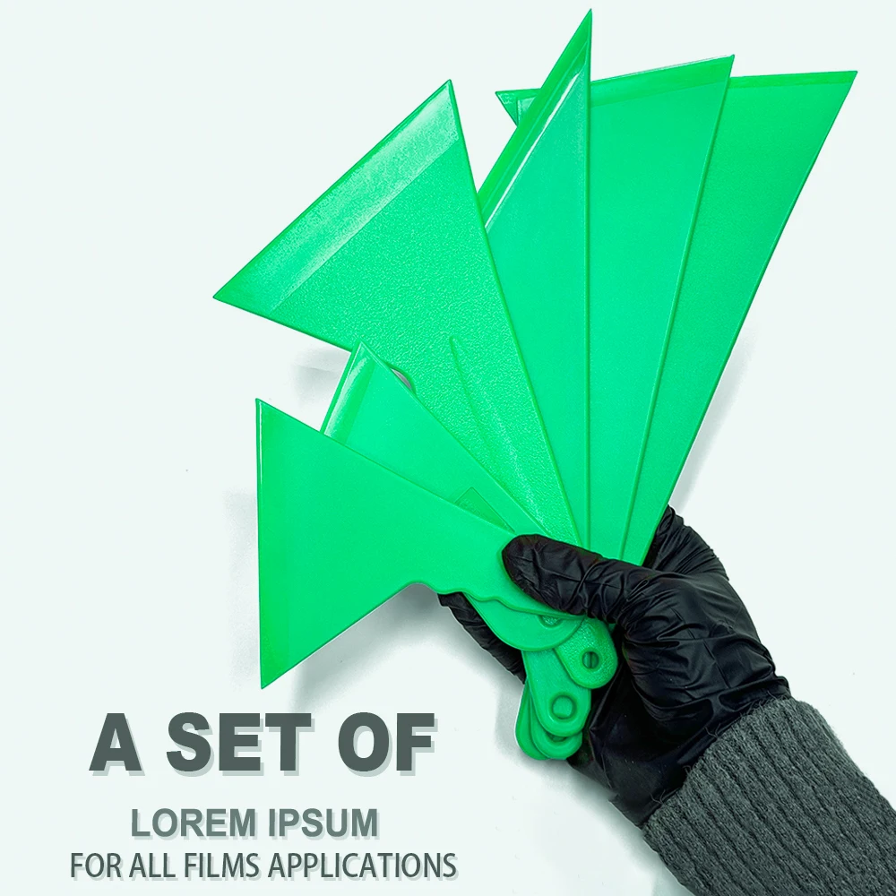 AUTOBRIGHT Professional Green Triangle Car Wrapping PPF Scraper set Squeegee Multi-Size Plastic for CAR Film sticking Tools