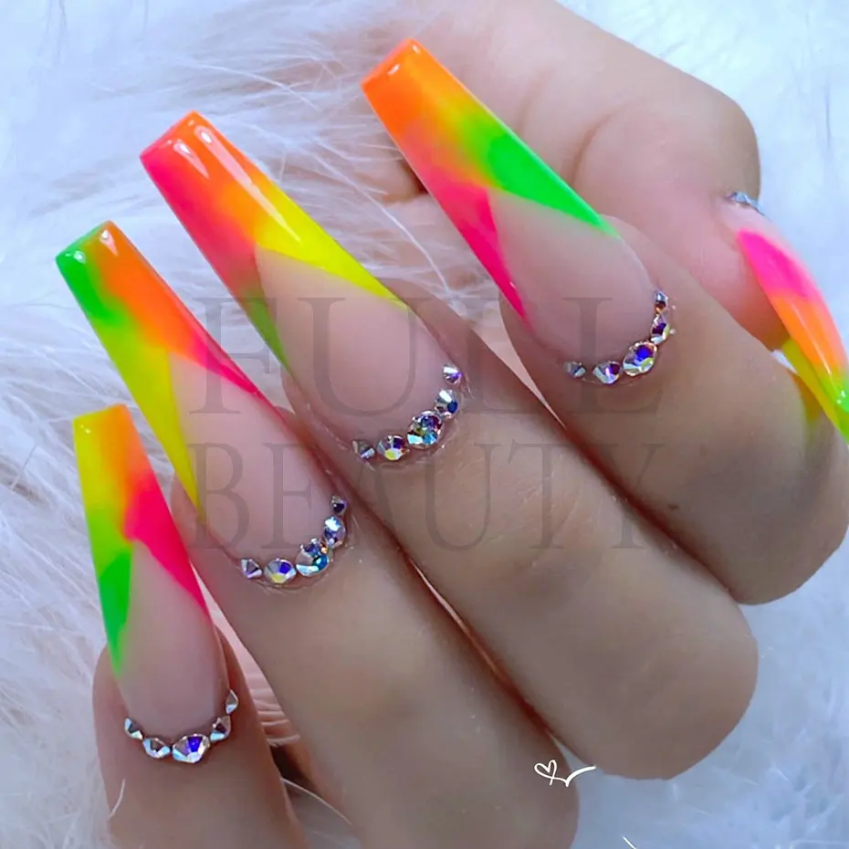 1Box Neon Powder Nails Art Bright Rainbow Fluorescent Dip Pigment Reflective Pink Yellow Summer Colorful Manicure Dust