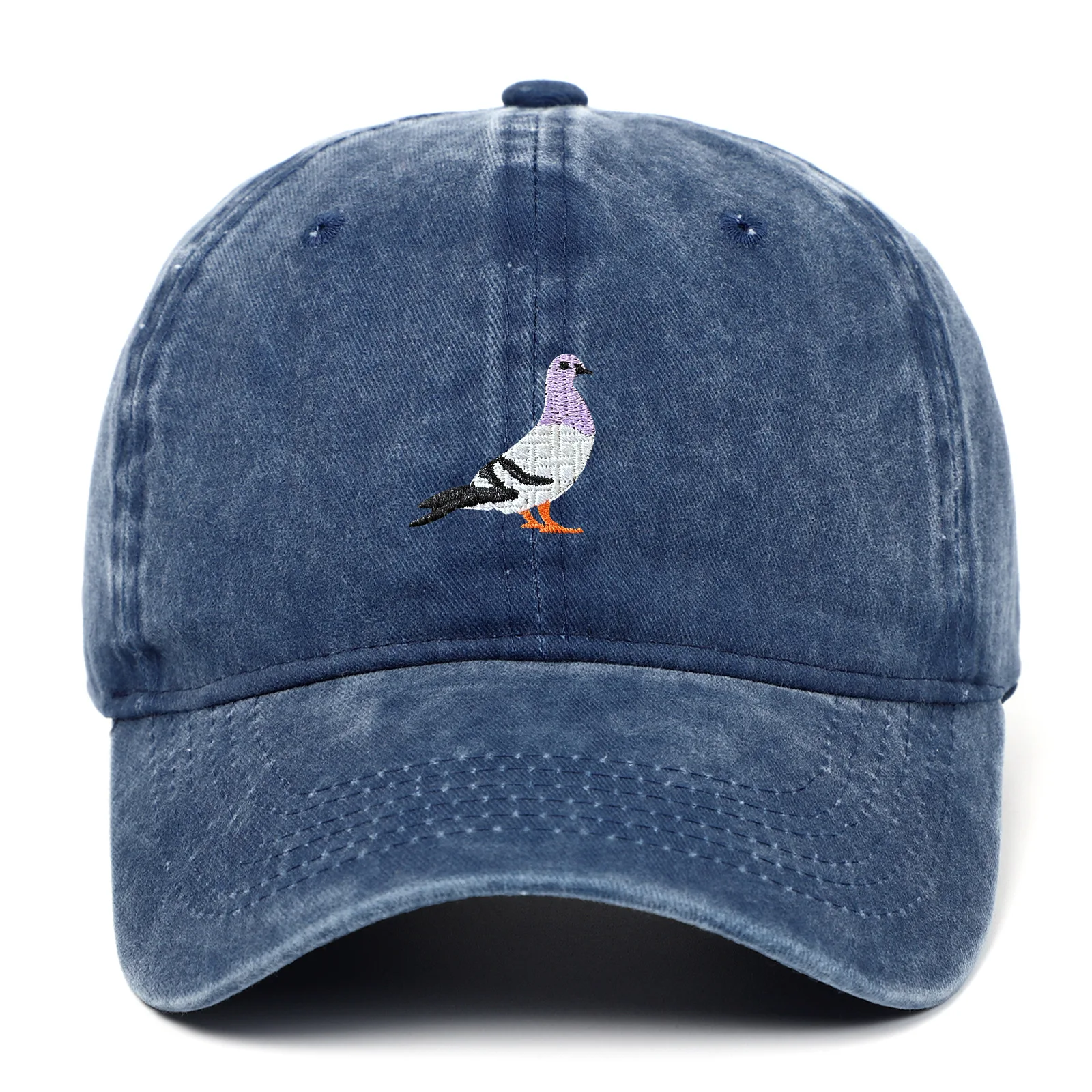 1 Stück bestickte Tauben bestickt, gewaschen, Sonnenschutz für Herren und Damen, Outdoor-Sporthüte, Angeln, Freizeitkleidung – Detail 2