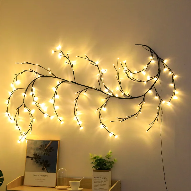 

2.3M LED Willow Vine Light Indoor Bedroom Plug In Twig Branch Light Outdoor Rattan Fairy Light For Wedding Wall Christmas Party