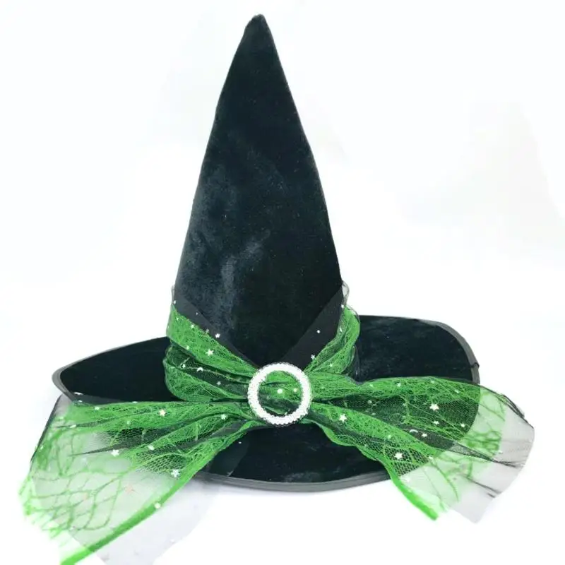 A52E Faltbare elastische Hexenhut Elastizität Band Crinkle Hexenhut Gotik Schnürsenkel für Kostüme Halloween Feierlichkeiten – Detail 1