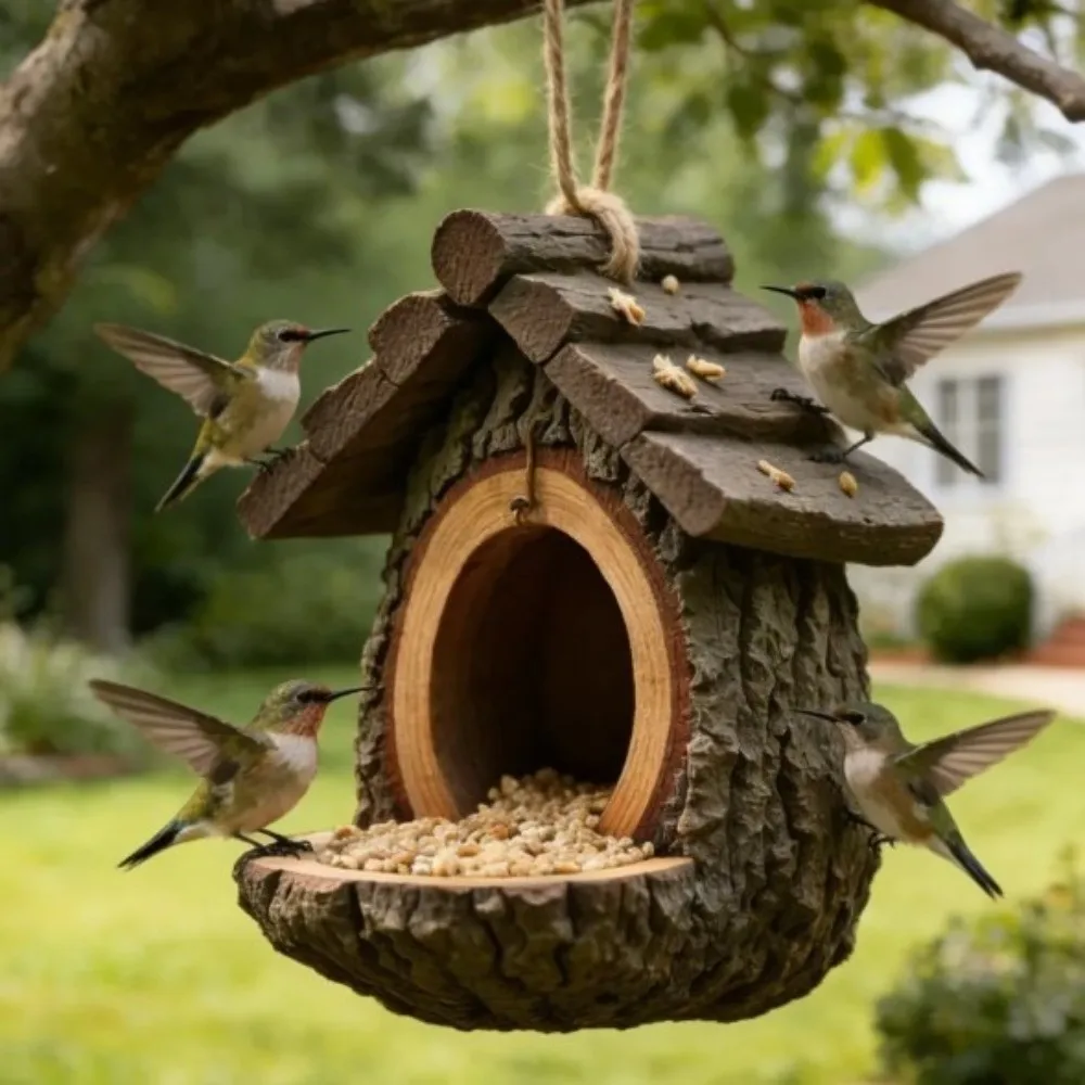 Creative Resin Hummingbird Feeder Lifelike Weather-Resistant Wildlife ...
