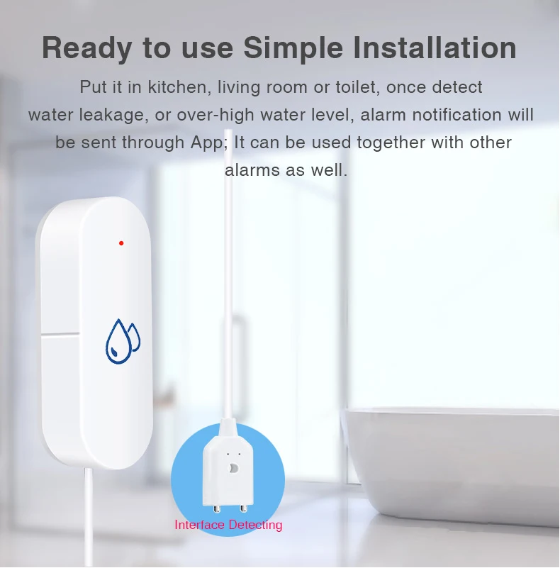 Tuya ZigBee Water Leakage Sensor Alarm Level Flood Leak Detector Smart Life APP
