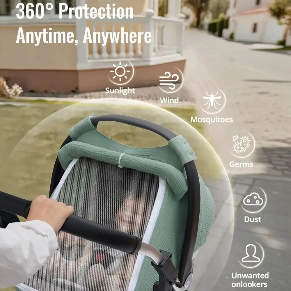 New Breathable Baby Car Seat Cover Multi-use Convenient Infant Car Seat Cover Canopy for Breastfeeding