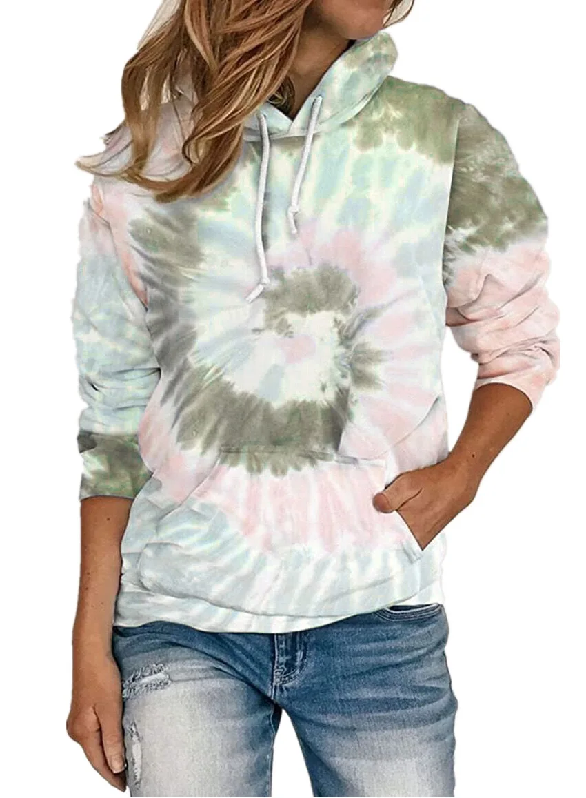 Fall/Winter 2023 Women's Loose Tie Dye Printed Hoodie Long Sleeve Hoodie Fashion Casual Hoodie