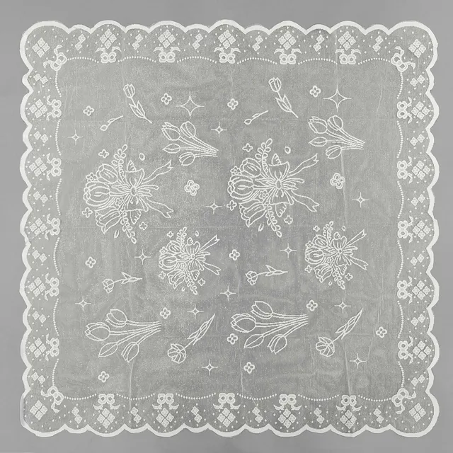 Nouvelle nappe en dentelle avec Bouquet de tulipes françaises, Table basse, couverture de Table de chevet, chemin de Table tridimensionnel blanc uni 2