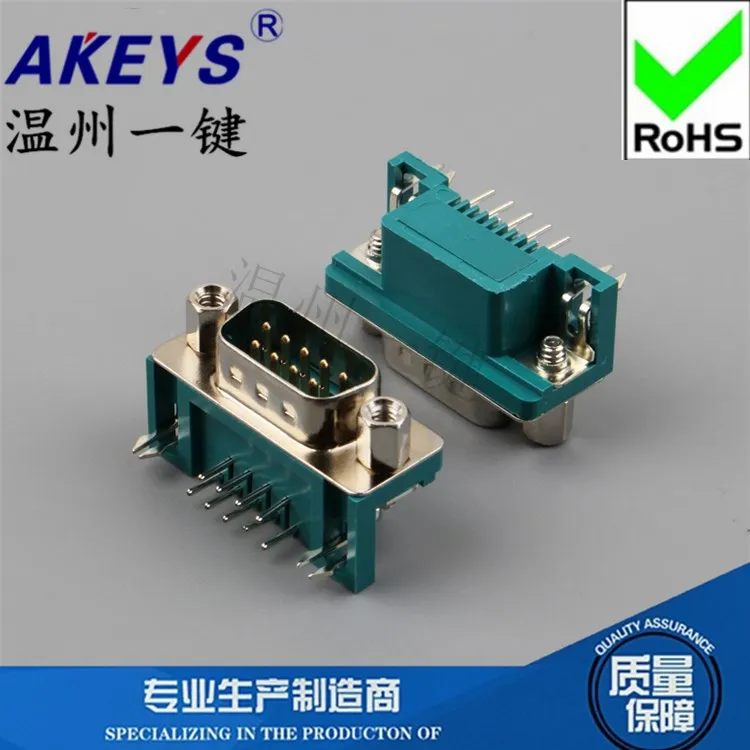 

Two Rows of Green Glue Male Connector 90 Degrees DB9 Serial Port Welding Board Male Seat USB RS232 Serial Port Com Corner VGA