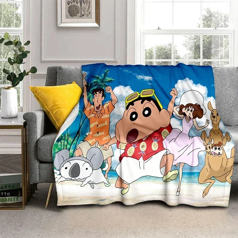Crayon S-Shinchan Anime Throws Blanket Picnic Super Soft kawaii Blanket for Travel Bedding Couch Sofa Bed Blanket Birthday Gift 2