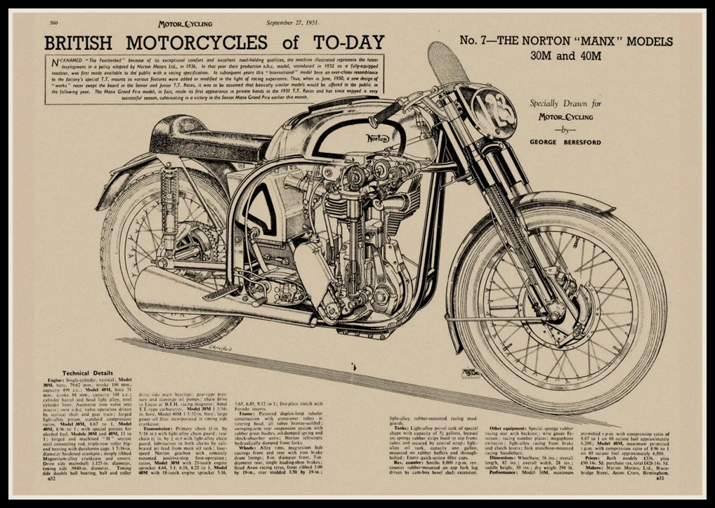 Vintage Posters British Motorcycles Mechanical Diagram Retro Kraft Poster home decor posters wall stickers Bar Home Decor Painting Glueless Wall Stickers