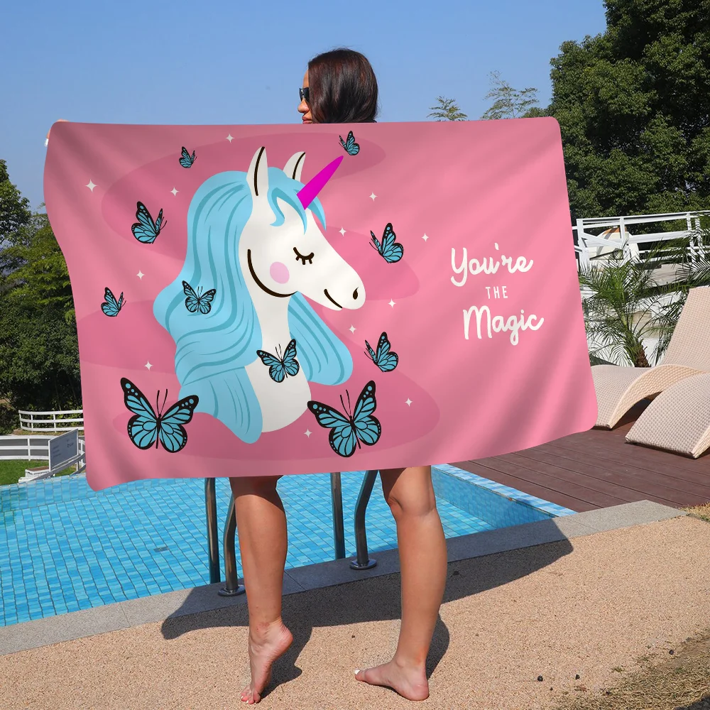 Unicorn Cartoon Microfiber Printed Beach Towel Mountain Climbing Yoga Beach Swimming Running Absorbent Soft Towel 2