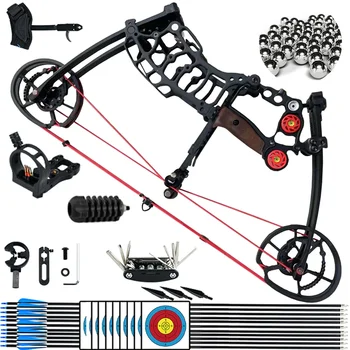 Compound Bow Adjustable 30-70lbs Weight - Shooting Steel Ball Draw Archery Sets - Left Right Hand Hunting Bows Adults & Beginners Kit 5