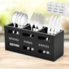 Silverware Caddy Wood Utensil Caddy with 3 Compartments Large Capacity Kitchen Multipurpose Flatware Caddy for Fork Spoon Cutter 1