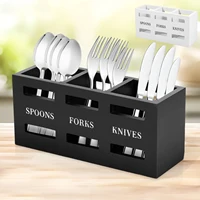 Silverware Caddy Wood Utensil Caddy with 3 Compartments Large Capacity Kitchen Multipurpose Flatware Caddy for Fork Spoon Cutter 1