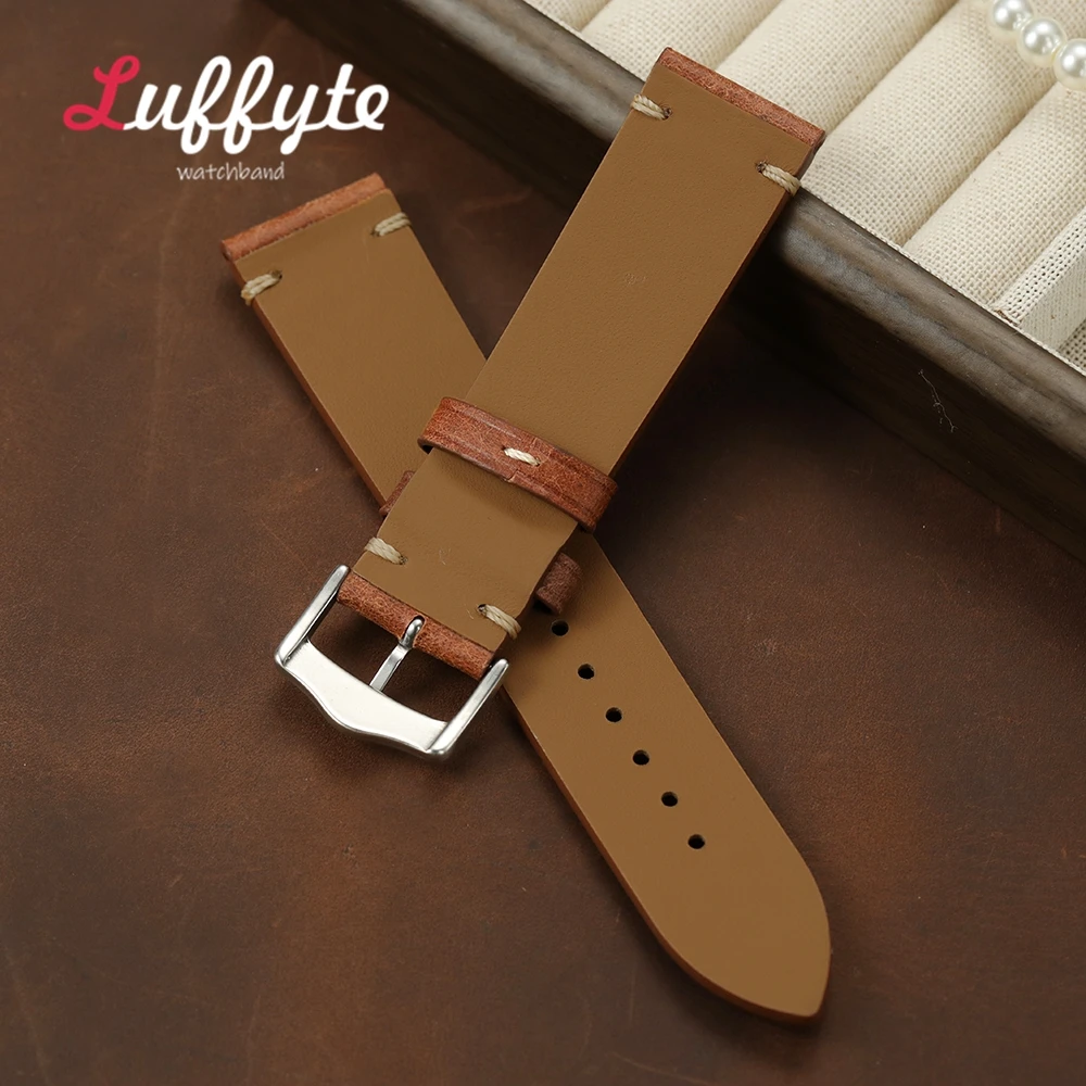 Vintage Frosted Cowhide Leather Watch Strap - High-Quality Accessory