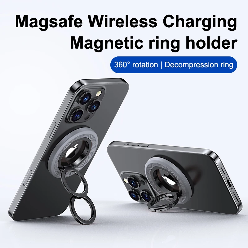 Magsafe Double-Sided Magnetic 360° Rotation Phone Holder with Ring Buckle and Decompression Damping