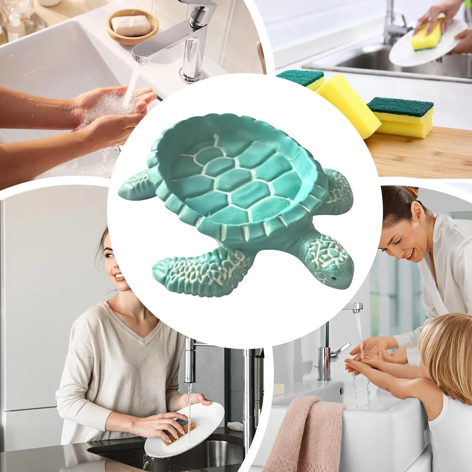 Soap Holder Shower Turtle Shape Dispenser Soap Saver Tray Self Draining For Kitchen Sink Bathroom Bathtub Home Shower Countertop