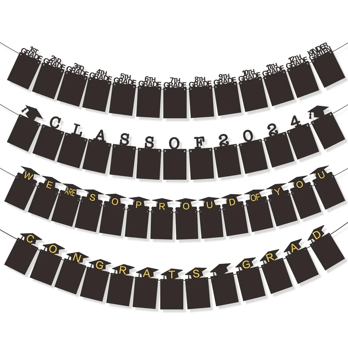 

Black Graduation Season Party Photo Frame Banner Kindergarten 12th Grade High School University Graduation Flag Pulling