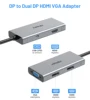 Fairikabe 4IN1 Docking Station 4K 60Hz USB C To Dual Displayport Hub+HDMI+VGA Multiport Adapter Splitter MultiPorts Hub 5