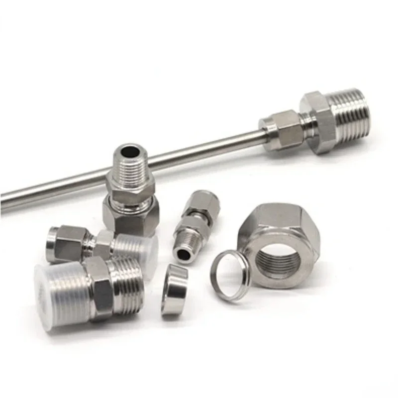 Pipe Fitting SS 304 Stainless Steel Double Ferrule Compression Connector 6mm 8mm 10mm 12mm Tube to 1/8" 1/4" 3/8" 1/2" Male