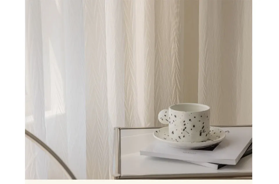 Korean Style White Tulle Window Curtains For Living Room Texture Crumpling Fabric Sheer Voile Curtain For Bedroom Luxury Blinds