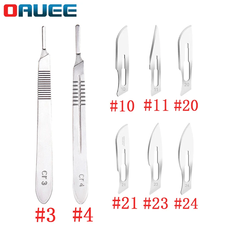 10Pcs Carbon Steel Knife Handle Blade Kit Carving Knife Repair Tools Set DIY Cutting PCB Repair Animal Scalpel Knife Hand Tools