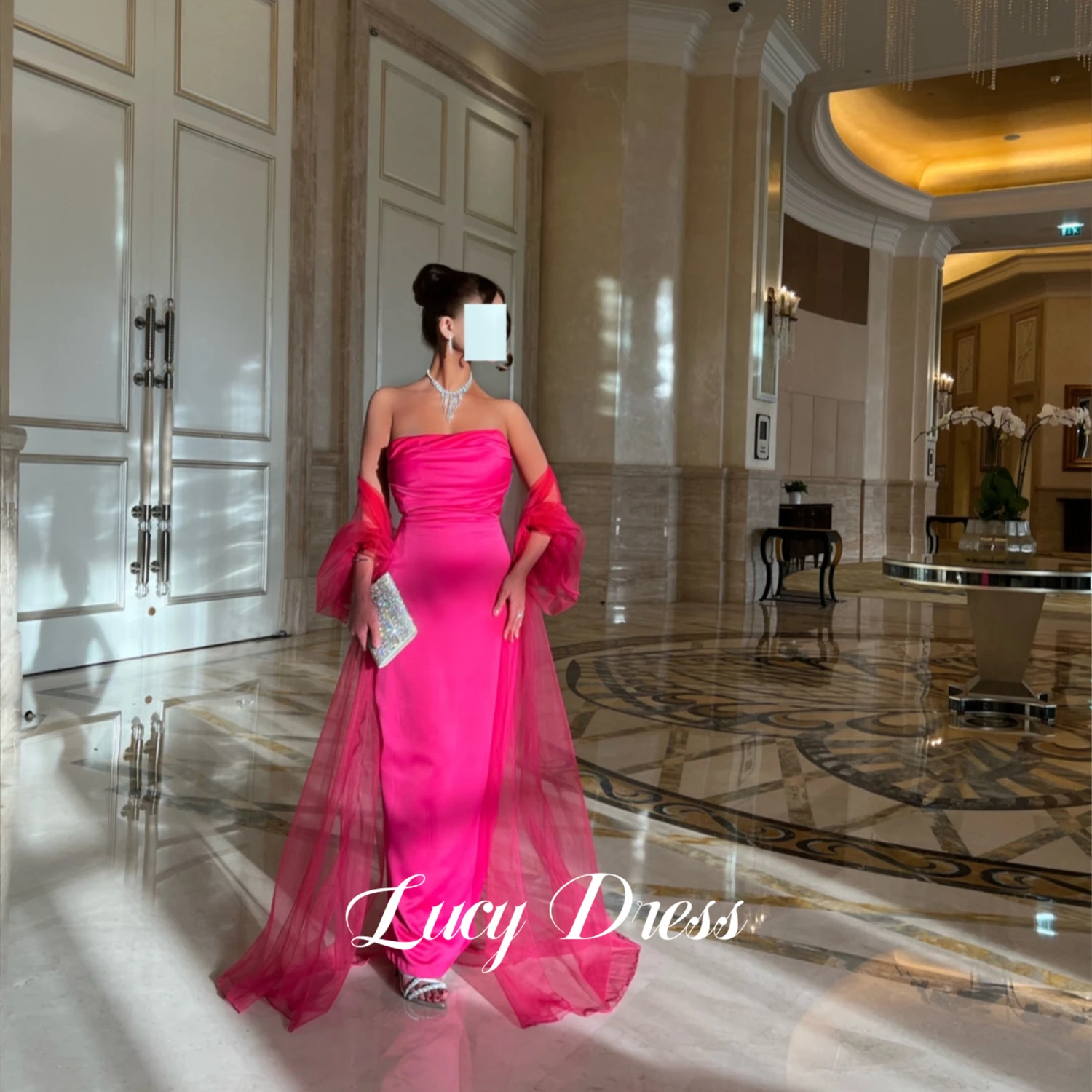 

Lucy Shawl Eid Al-fitr Hot Pink Luxurious Gala Dresses Woman Prom Dress Women Party Elegant Luxury Long Weddings Wedding 2024