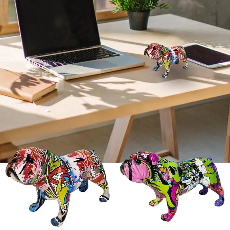 

Colorful Resin Dog Statues French Bulldog Statue Dog Decoration Home Garden Birthday Party Decoration Resin Crafts Statue