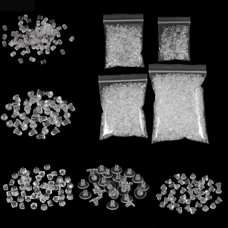 200-2000pcs Soft Silicone Rubber Earring Back Stoppers for