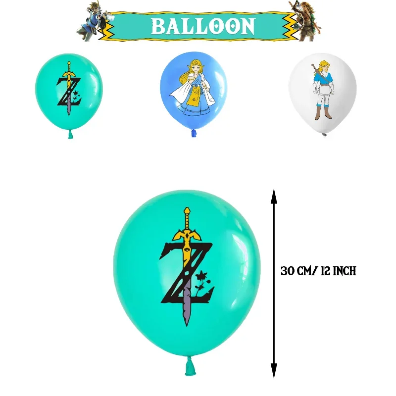 Zelda-Themed Birthday Party Decor Set with Flags and Balloons
