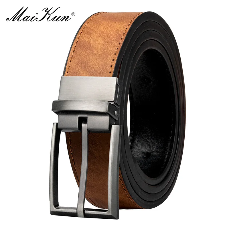 Maikun Wende-Ledergürtel für Herren, braune Ledergürtel für Hosen, Boss-Gürtel, Herren-Designer-Taillengürtel, Kaffee