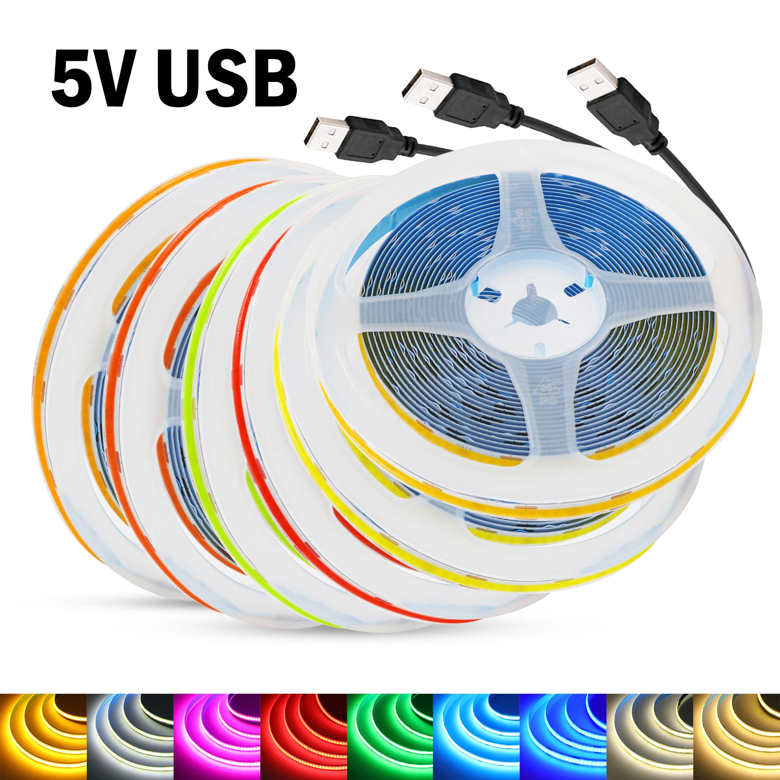 5V USB COB Led Strip Light 320LEDs/m Flexible Diode Tape Se7ef99a73db34a63b46b5d09ba3d043aY